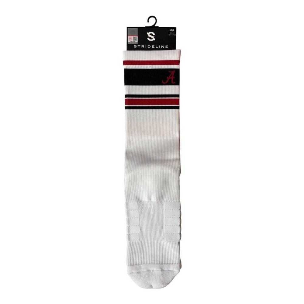 Strideline Alabama Crimson Tide NCAA Licensed Varsity Stripe Crew Socks M/L NWT